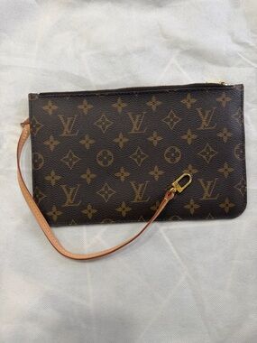 Louis Vuitton Monogram Canvas Wristlet - Brown with Tan Strap and Gold Hardware